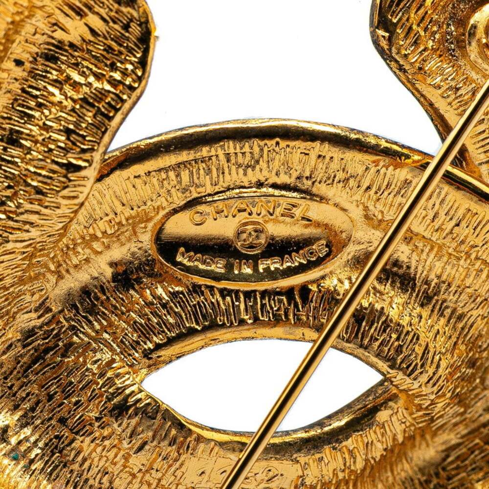 CHANEL Coco Mark Matelasse Brooch, Gold Plated, Women's - Picture 3 of 4